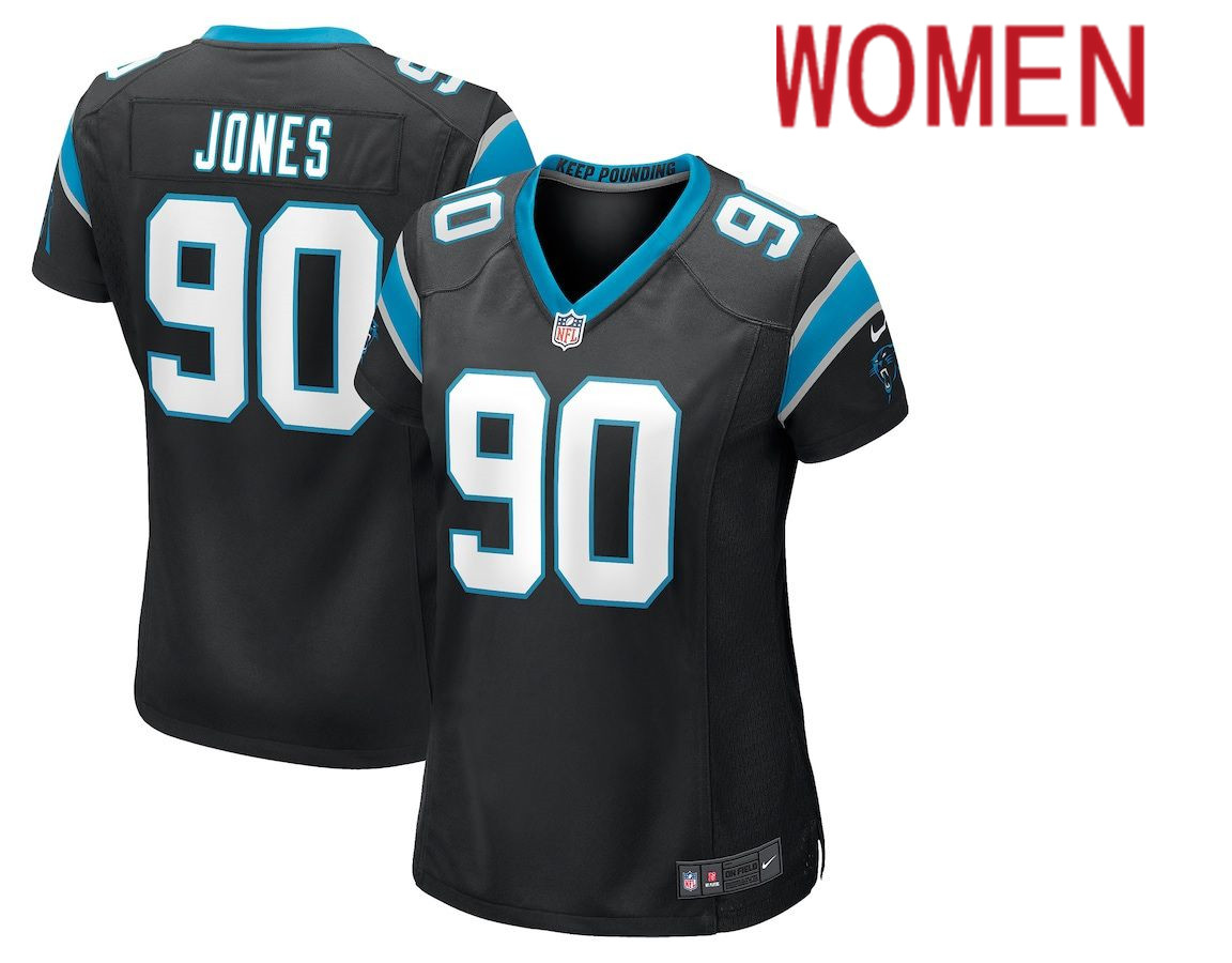 Women Carolina Panthers #90 DaQuan Jones Nike Black Game NFL Jersey